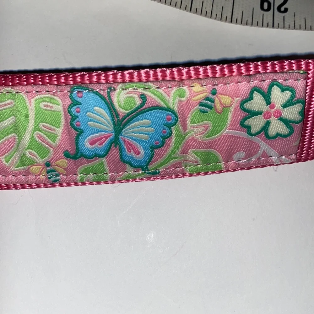 🎉HP🎉Douglas Paquette Belt Jacquard Grosgrain Ribbon D Ring Pink Butterflies S